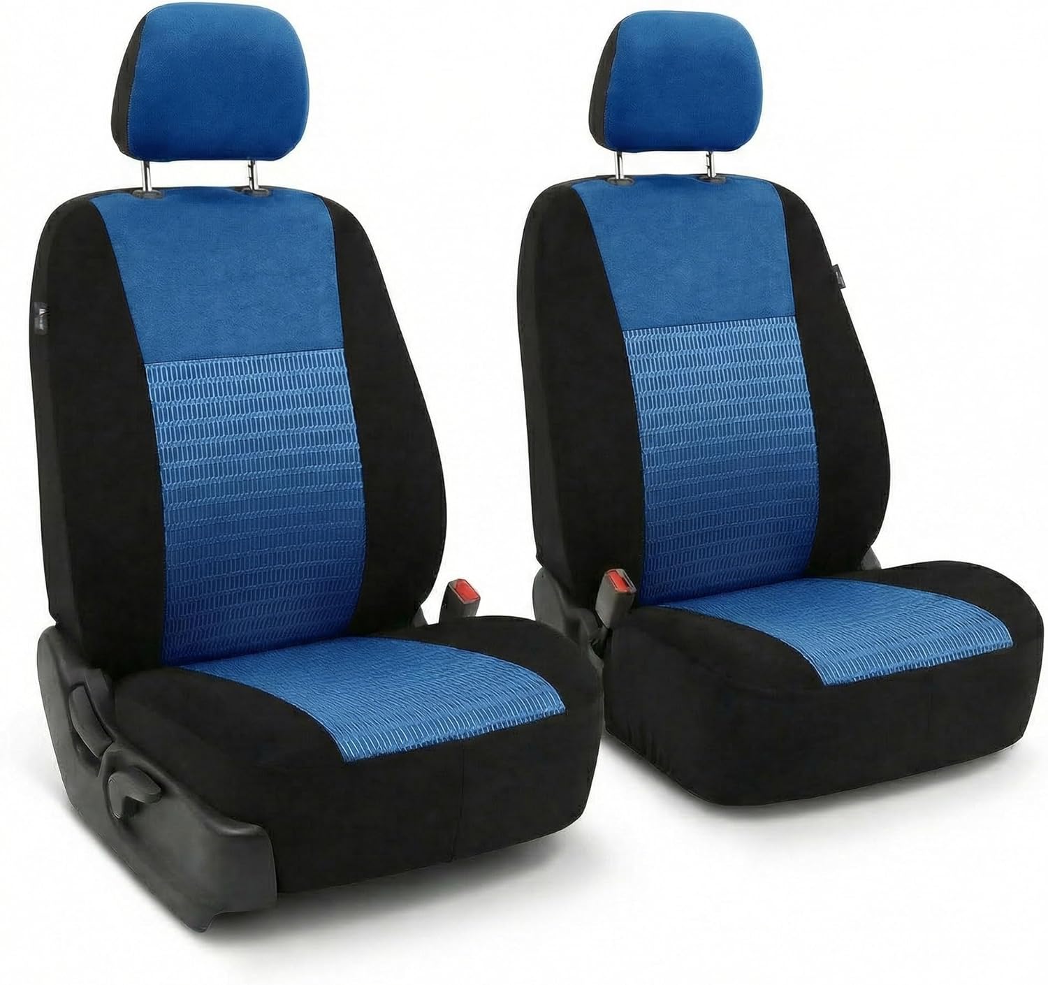 FH Group Universal Car Seat Covers Front Set for SUV Truck Sedan Vans | 3D Textured Breathable Fabric Seat Cover Set Protector with Airbag Compatible Interior Upgrade - Blue