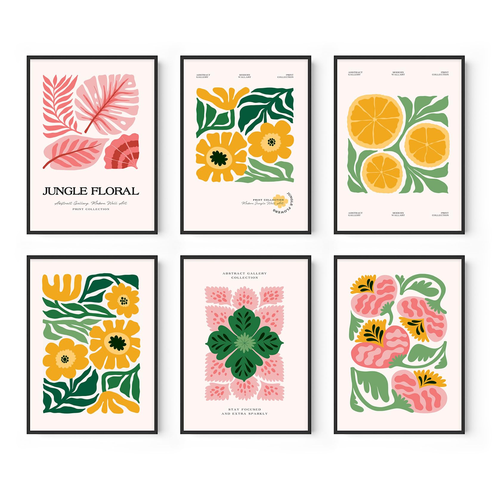 Colorful Abstract Floral & Botanical Wall Art Poster, Paper Prints Unframed (6 Pcs 8x12 inch)