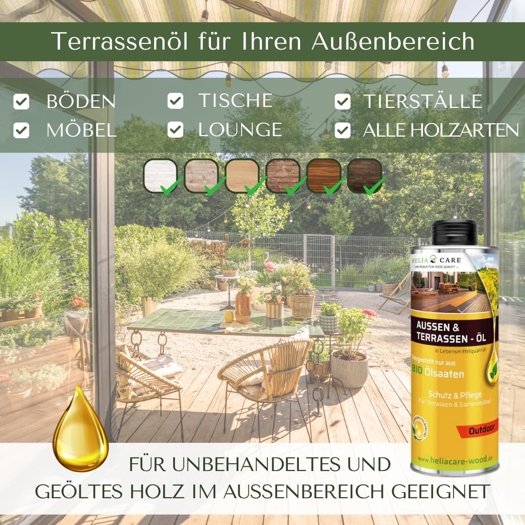 BIO Holzöl Set - Fine Woodwork, Heavy Duty & Outdoor Öl je 500ml - Premium Holzpflege für Innen & Außen - Hochwertiges Holz Öl - 100% Biologisch abbaubar & Farblos