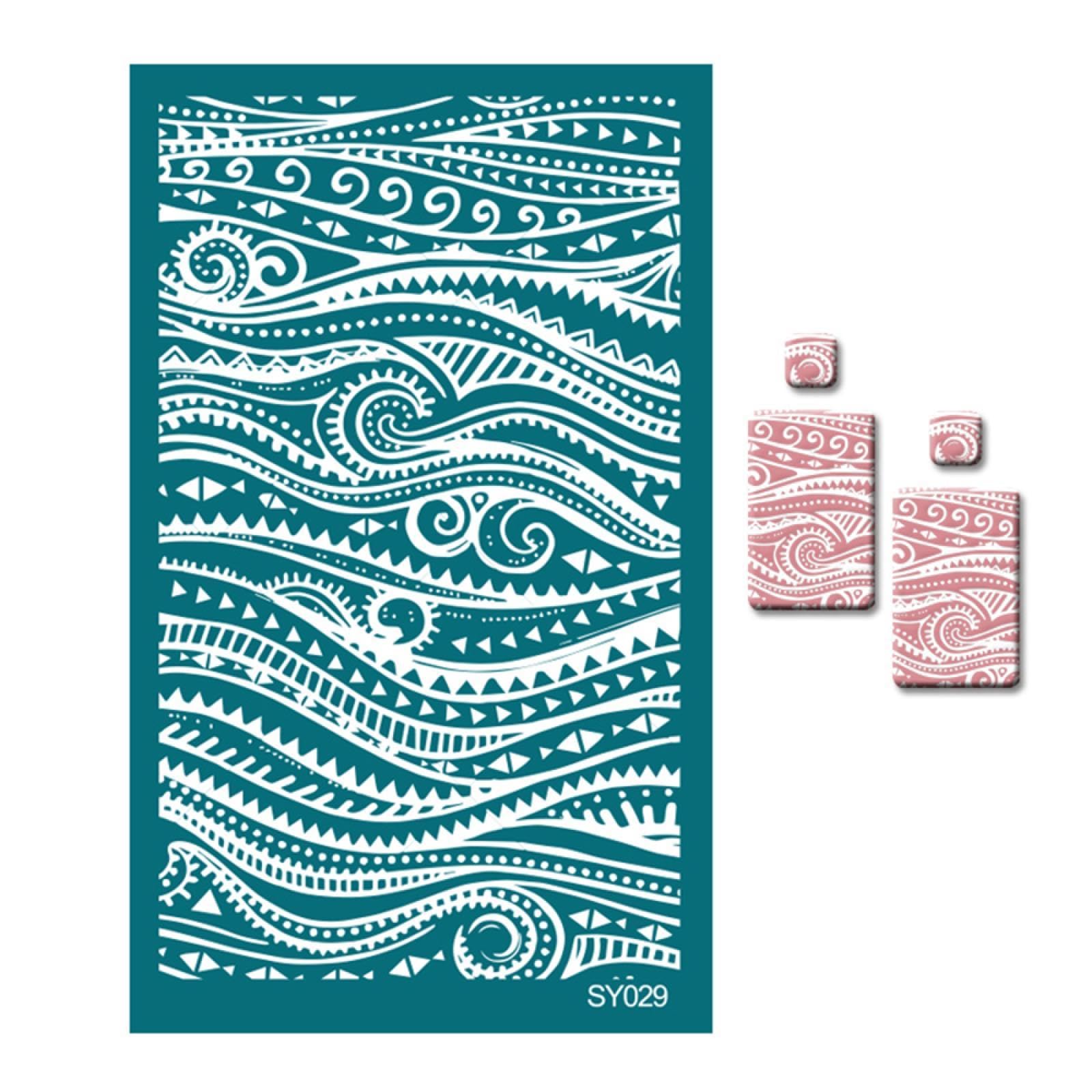 MANGOUSONG Screen Printing Kit,9x15cm Silkscreen Stencils for Polymer Clay Reusable Silk Screen Print Kit Mesh Transfer Crafts Earring Jewelry Style 1