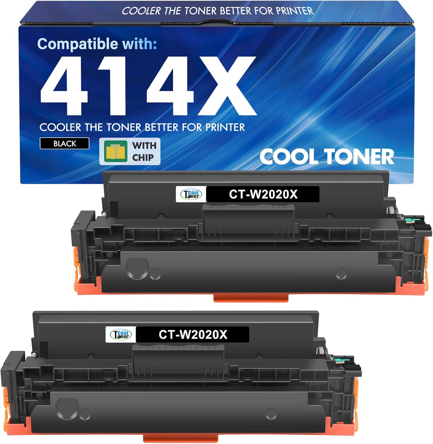 414X Black Toner Cartridge High Yield M479fdw Compatible for HP 414X 414A W2020X for HP Color LaserJet Pro MFP M479fdw M454dw M479fdn M479dw M454dn M479 M454 W2020A Printer Ink 2Pack