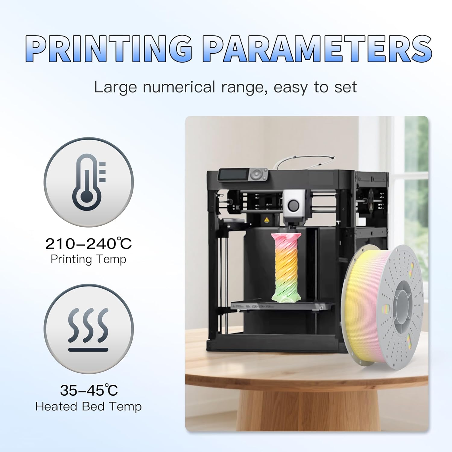 PINBALL Silk Rainbow PLA 3D Printer Filament 1.75mm Shiny Multi-Color Changing Filament 3D Printing PLA Filament Dimensional Accuracy +/- 0.02mm 1 KG Silk Rainbow Guava - Image 2