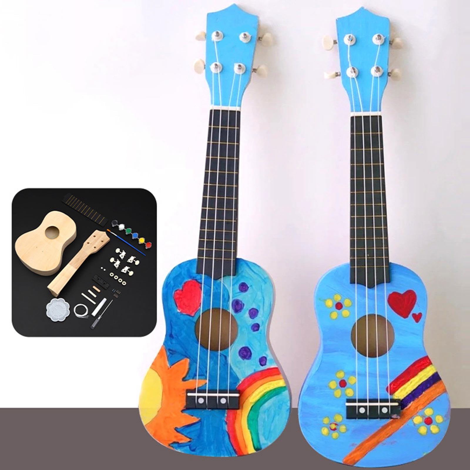 Kit de ukulélé à faire soi-même pour enfants débutants 4 cordes en bois