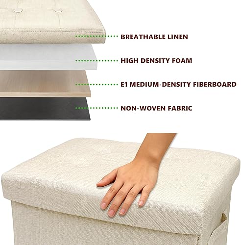 Miniatura 7 de ALASDO Reposapiés otomano de almacenamiento, otomano pequeño con almacenamiento, otomano plegable, reposapiés, banco para sala de estar, 17 x 13 x