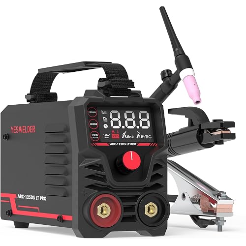 YESWELDER 125Amp Mini Stick Welder ARC Welding Machine with Lift TIG Torch | Portable Large LED Display Hot Start Arc force IGBT 110V MMA Welder Machine