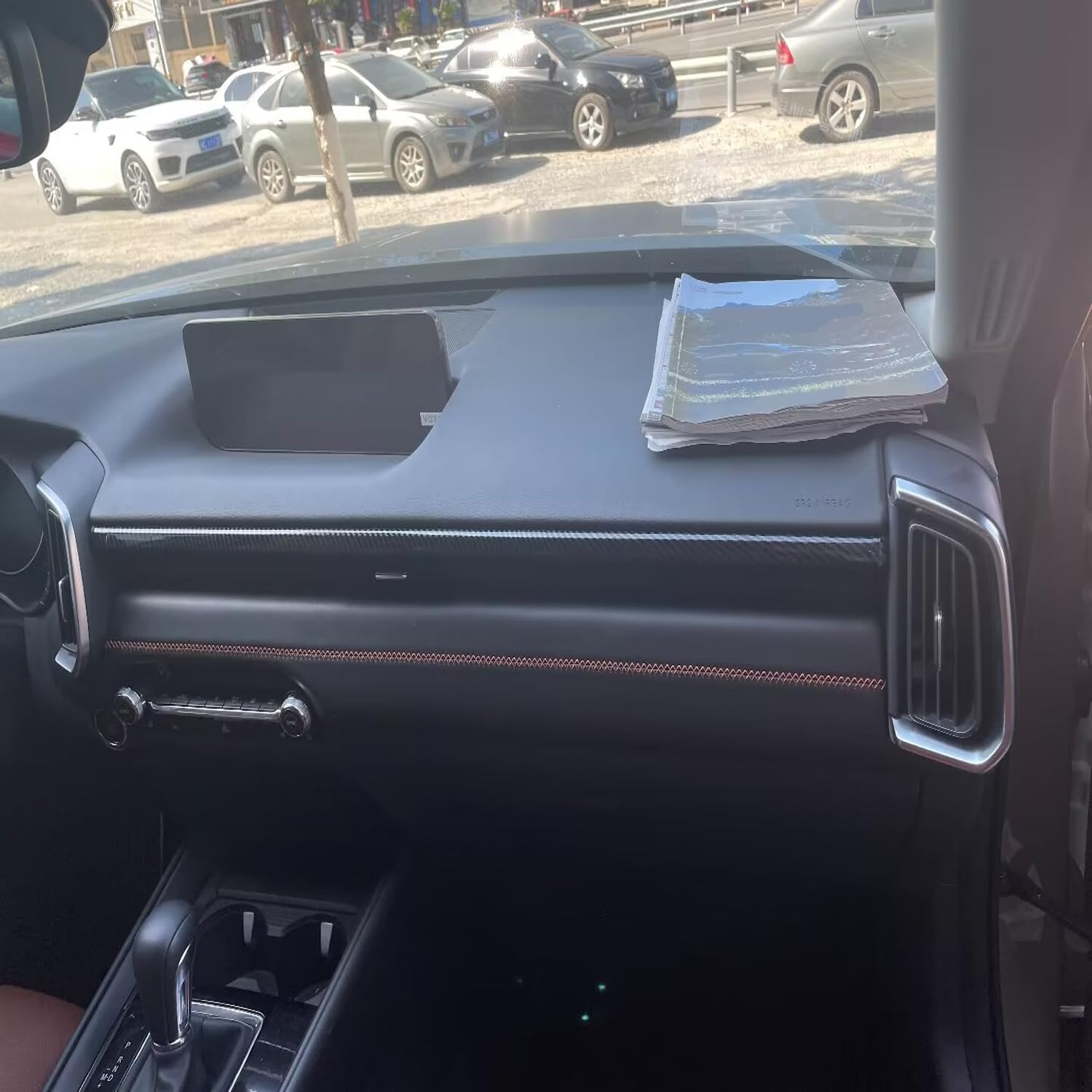 HIGH FLYING for Mazda CX50 CX-50 2023 2024 2025 Car Interior Accessories Center Console Dashboard Strip Cover Trim Carbon Fiber Style ABS 2pcs