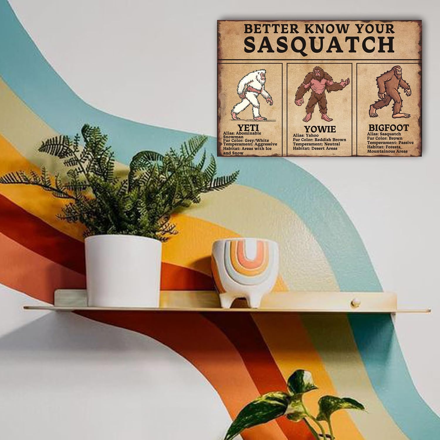 Sasquatch Gifts Funny Signs Bigfoot Decor Better Know Your Sasquatch Vintage Metal Signs For Outside Yard Garage Living Room 12x16 Inch image 2