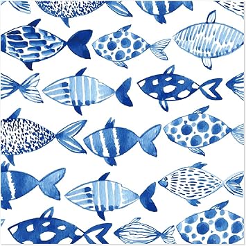 40Pcs Ocean Fish Paper Napkins Watercolor Sea Ocean Luncheon Napkins Nautical Fishes Disposable Party Napkin Blue Fish Decorative Dinner Paper Napkin for Fishing Beach Home Restaurant Kitchen Supplies