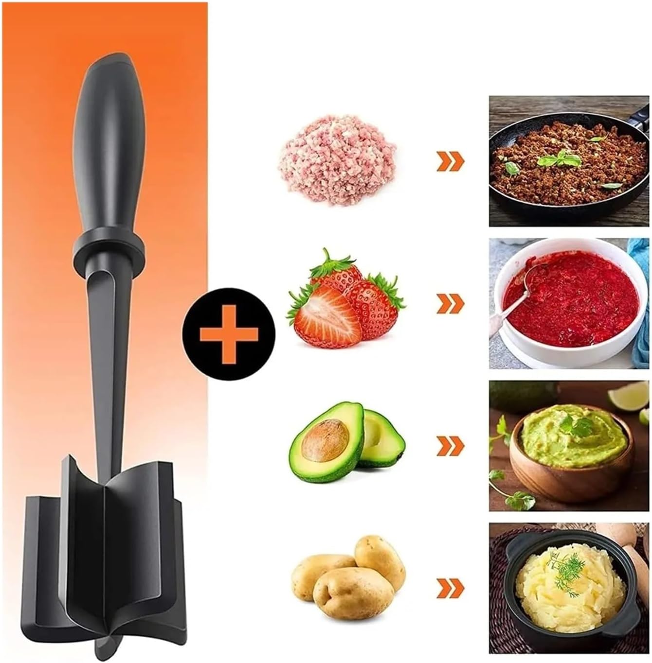 1/2pcs Meat Chopper Mincing Blender Tool - Ground Beef Masher, Mixing & Grinding Spatula for Cooking(2pcs)