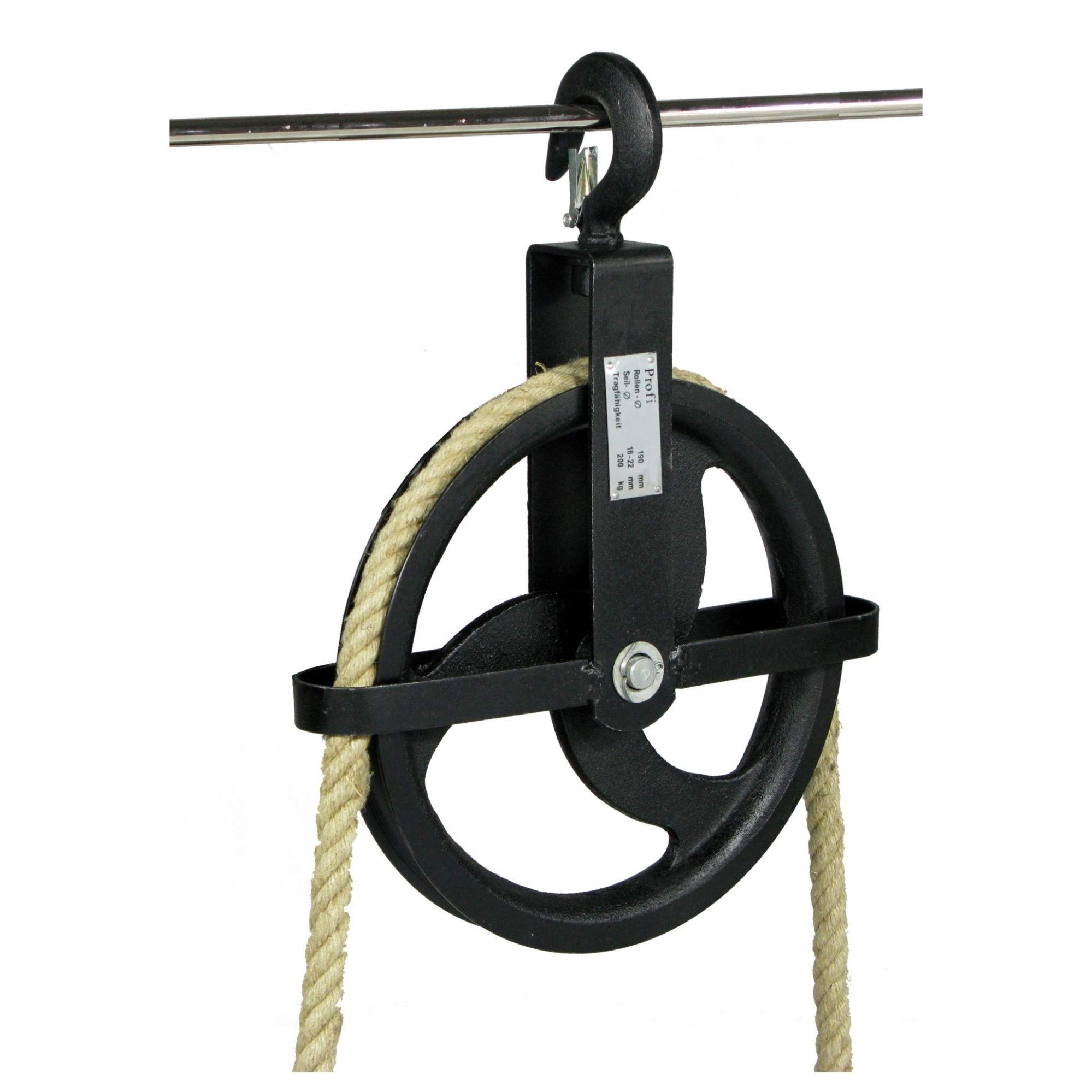 Bau-Aufzugsrolle Ø 190 mm / 200 kg, mit Kreuzbügel