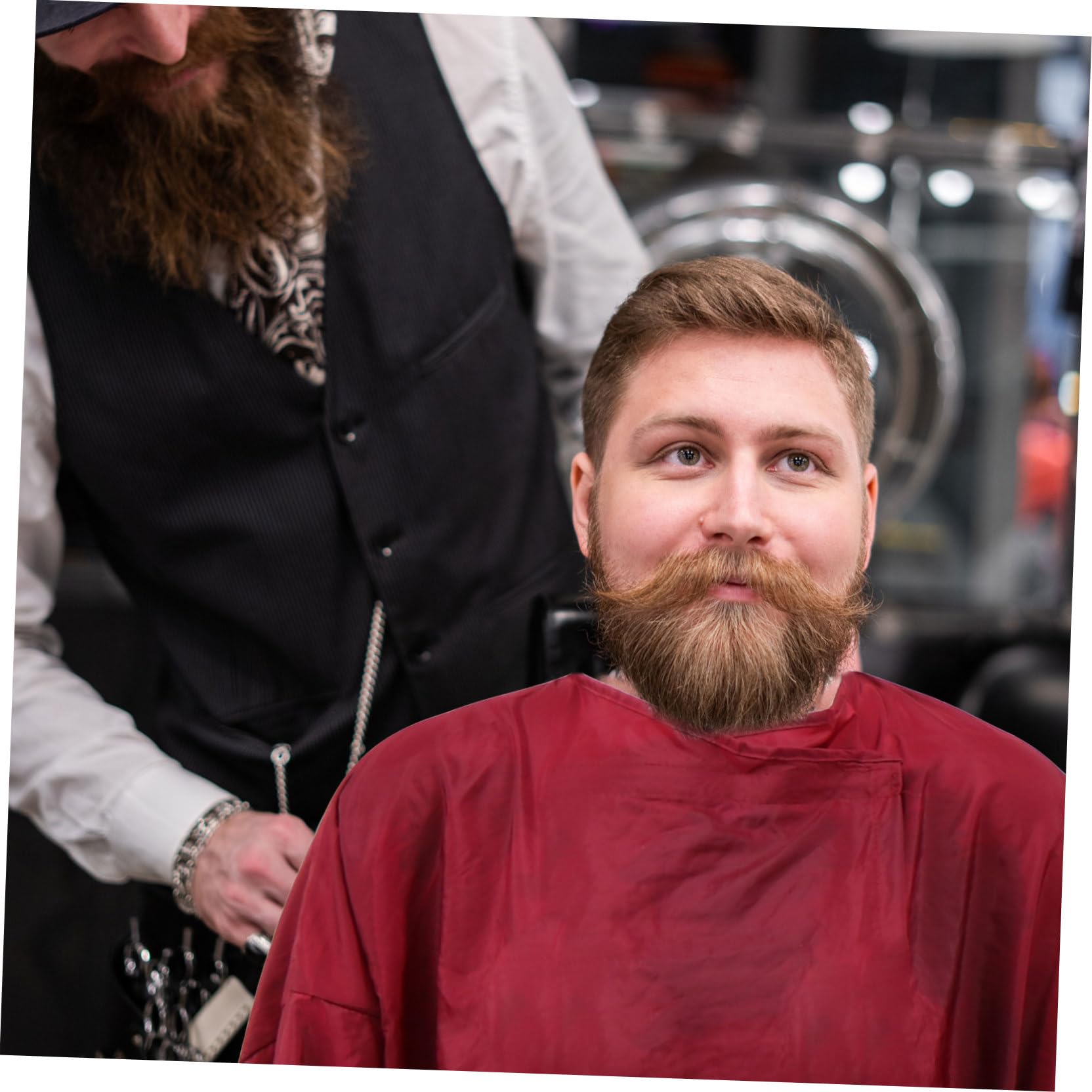 Capa de Peluquería Roja Ajustable para Cliente, Capa Profesional de Salón para Corte y Tinte, Tejido de Secado Rápido Adecuado para Spa y Uso Doméstico