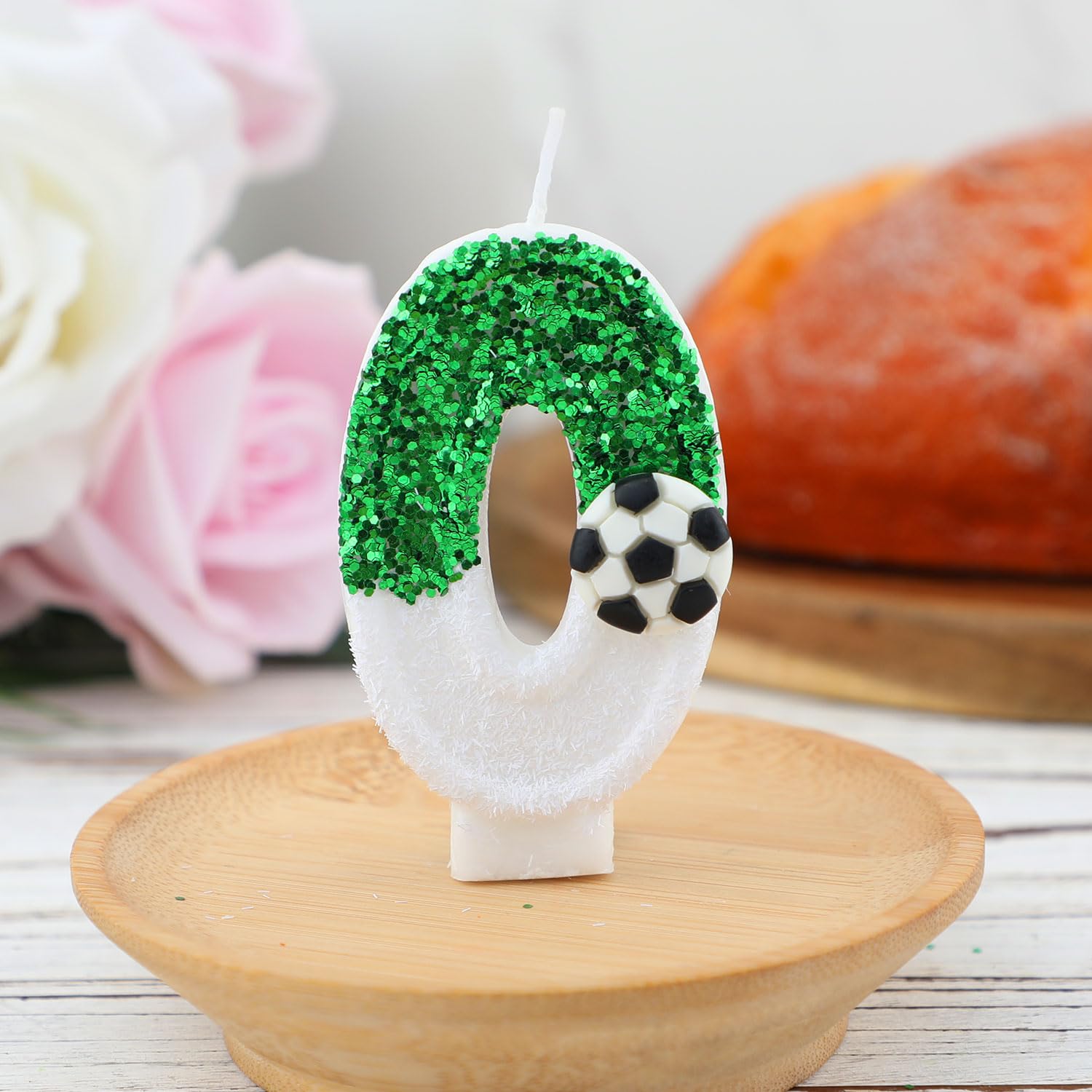 Zolunu Candela per torta di 8 ° compleanno a tema calcio, candela numero 8, forn