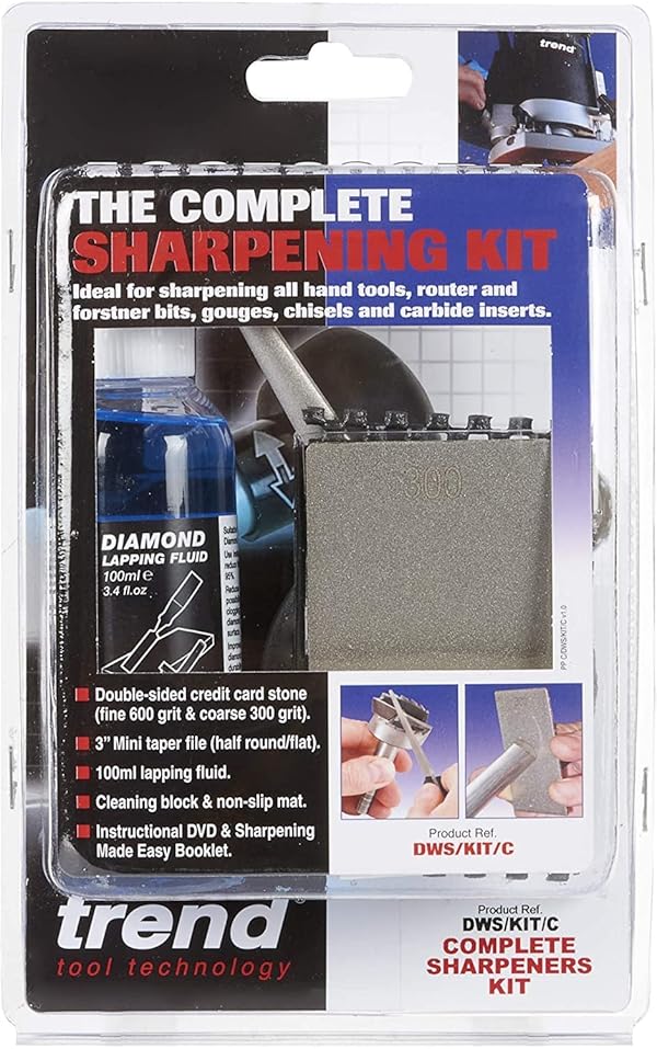 Trend Complete Diamond Sharpening Kit: Double-Sided Credit Card Stone & Mini Taper File w/Lapping Fluid, Cleaning Block, Instructional DVD & Guide, DWS/KIT/C by TREND - Image 2