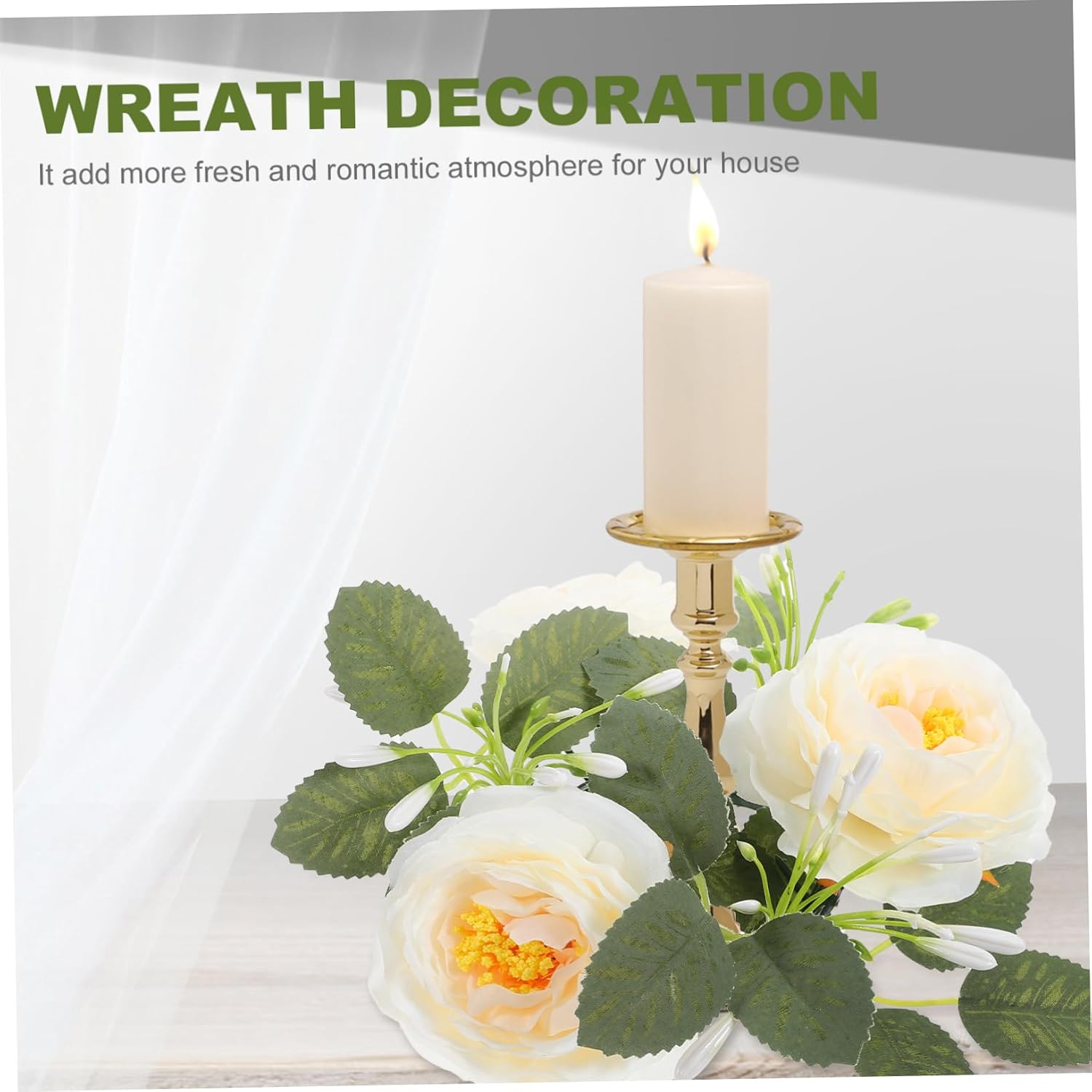 MAGICLULU Floral Candle Wreath for Home Decor and Weddings Elegant Artificial Flower Candle Centerpiece for Table Decoration and Romantic Events