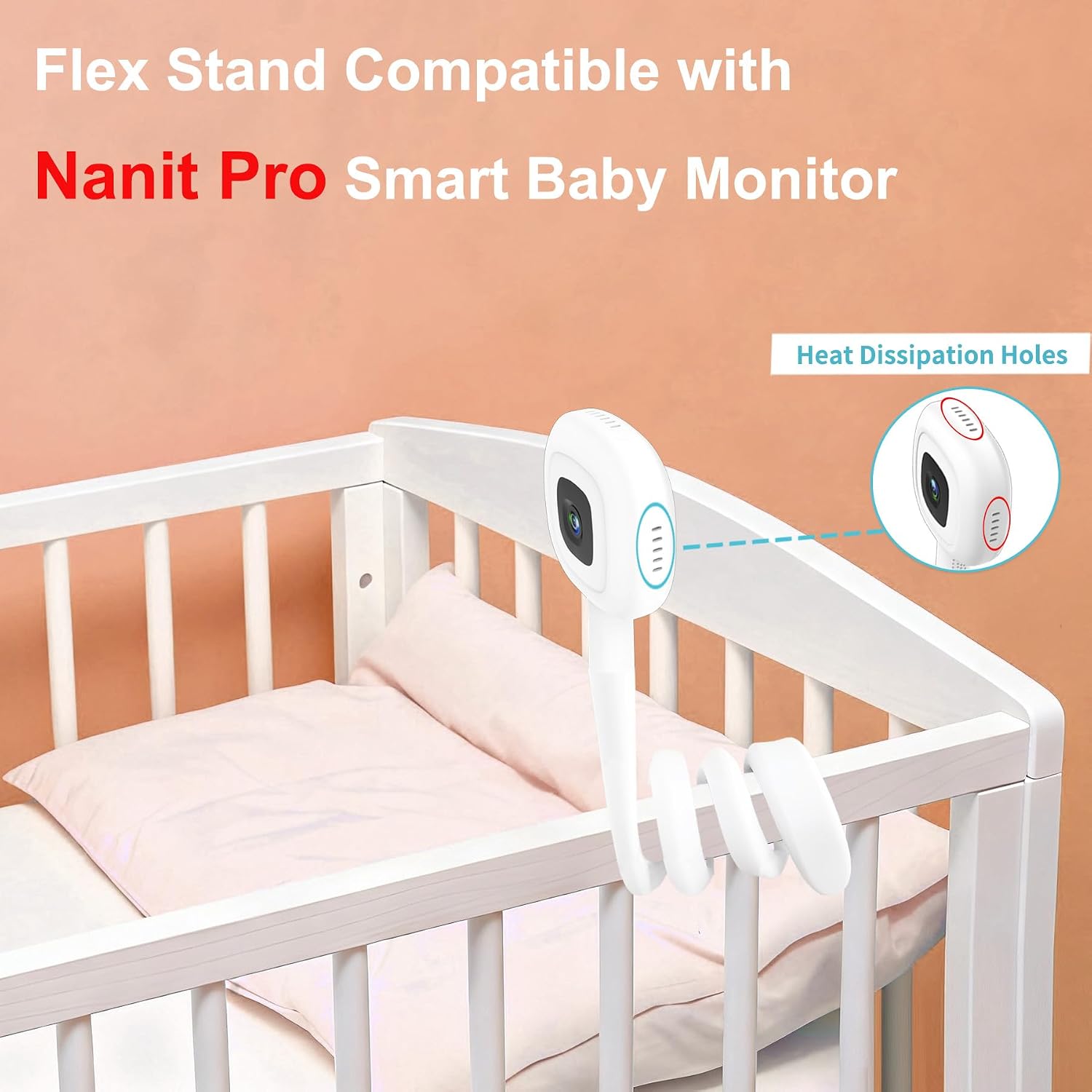 Flexible Baby Monitor Mount Compatible with Nanit Pro Smart Camera Nanit Flex Multi Stand Adjustable Baby Camera Stand with Type-C Charging Port and 10FT Power Cable Flexible Clip clamp Holde