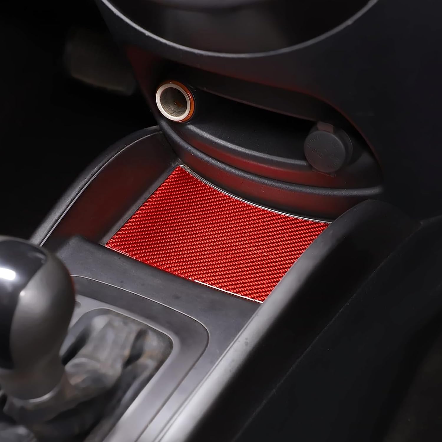 PIUGILH Car Inner Central Storage Compartment Slot Mat Sticker, Real Carbon Fiber Center Storage Compartment Slot Pad Panel Cover Fit for Kia Soul 2009-2013 Interior Accessories, 1Pcs(Red)