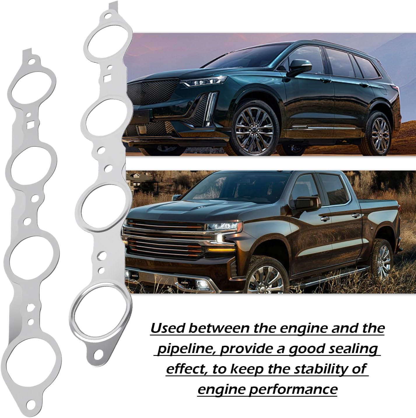 2PCS Exhaust Manifold Gasket Set with Header Bolts,Exhaust Manifold Bolts Gasket Set Compatible with Cadillac,GMC,Exhausts Manifolds Gaskets Kit Replace OEM#12558573,12620947