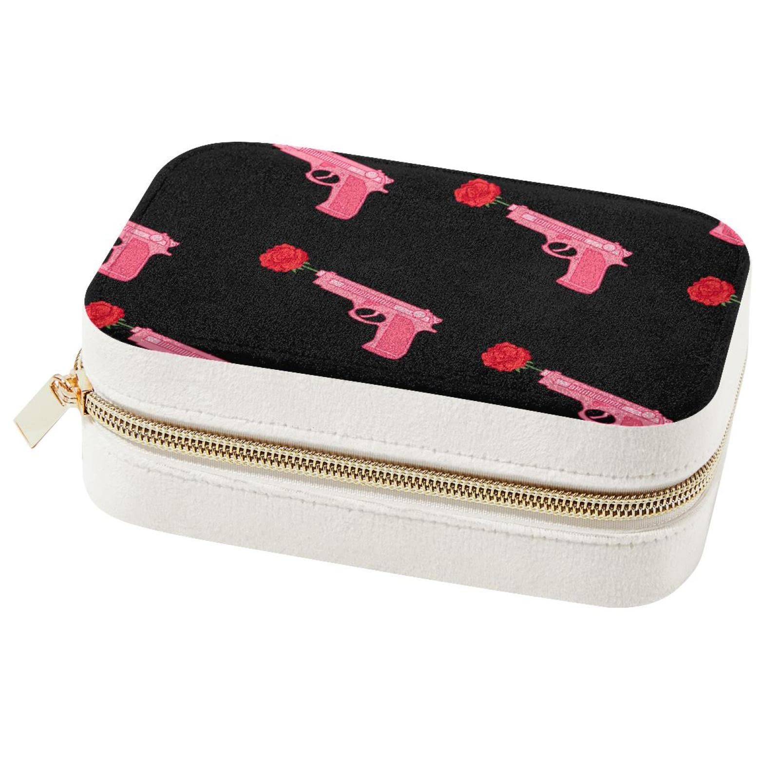 Boîte à bijoux voyage pistolets et roses coffret portable fille