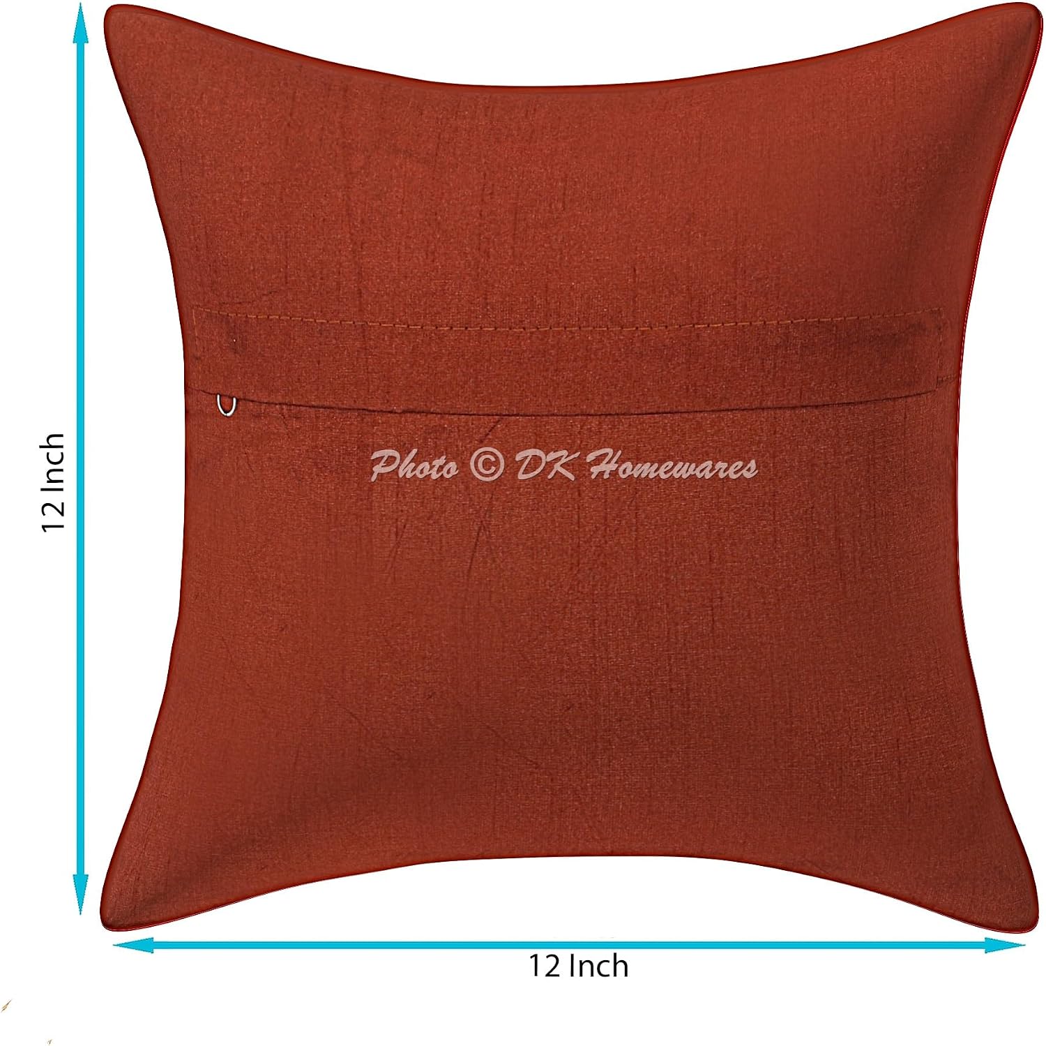 Indian Throw Pillow Covers 12x12 Inch Brocade Jacquard Weave Ethnic Square Elephant Cushion Covers (Size - 30x30 cm ; Color: Brown & Gold) - Set of 5 Pcs (Cover Only)