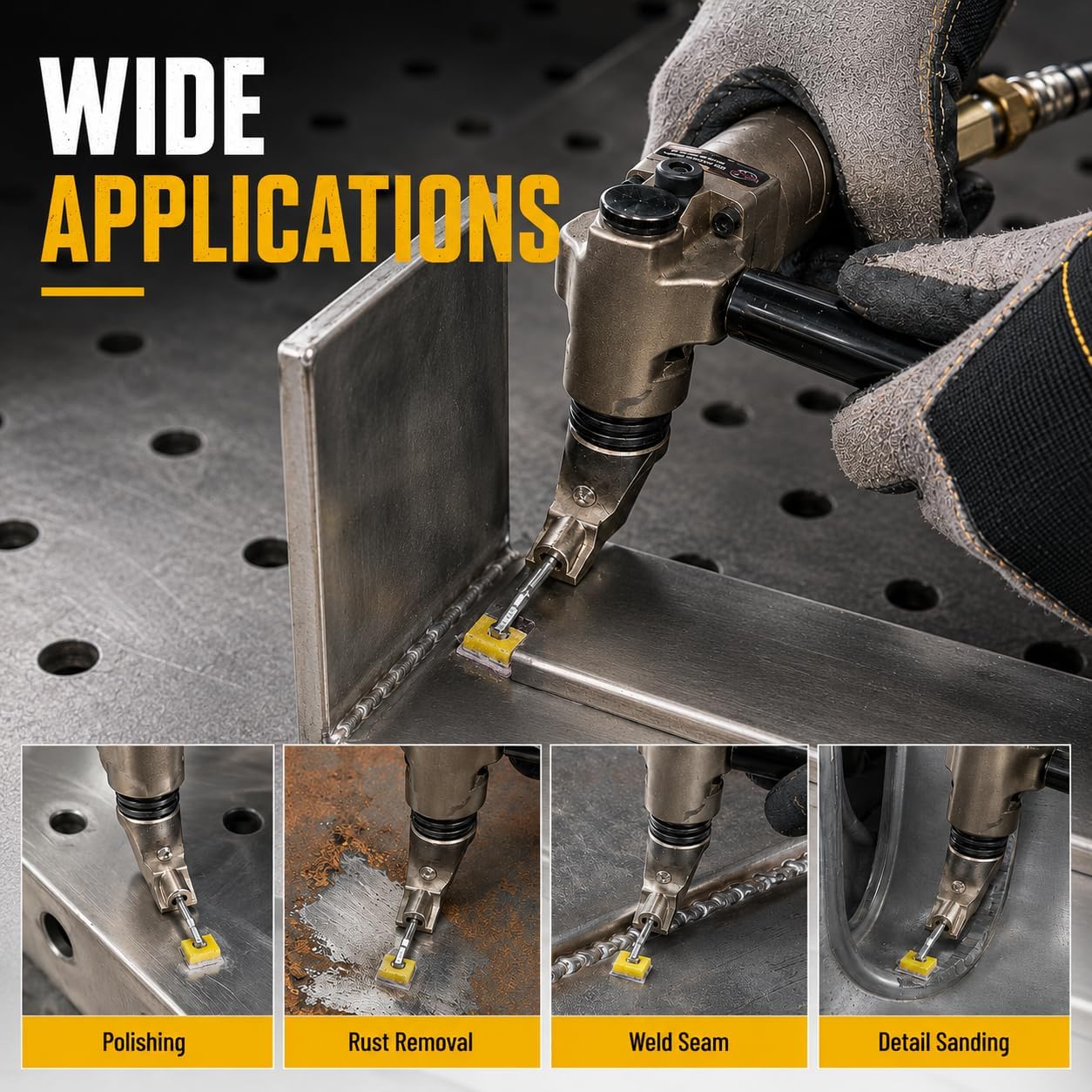 Pneumatic Oscillating Sander Kit NAILMATEWL 90 Degree 20 Sanding Heads | 360 degree adjustable angle, 20,000 RPM, 3mm stroke/collet, CNC marks, grooves, optional cold knife and scraper