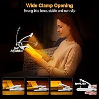 Vista 7 de Gritin Luz de libro recargable de 19 LED para leer en la cama con función de memoria, cuidado de los ojos, 3 temperaturas de color, brillo