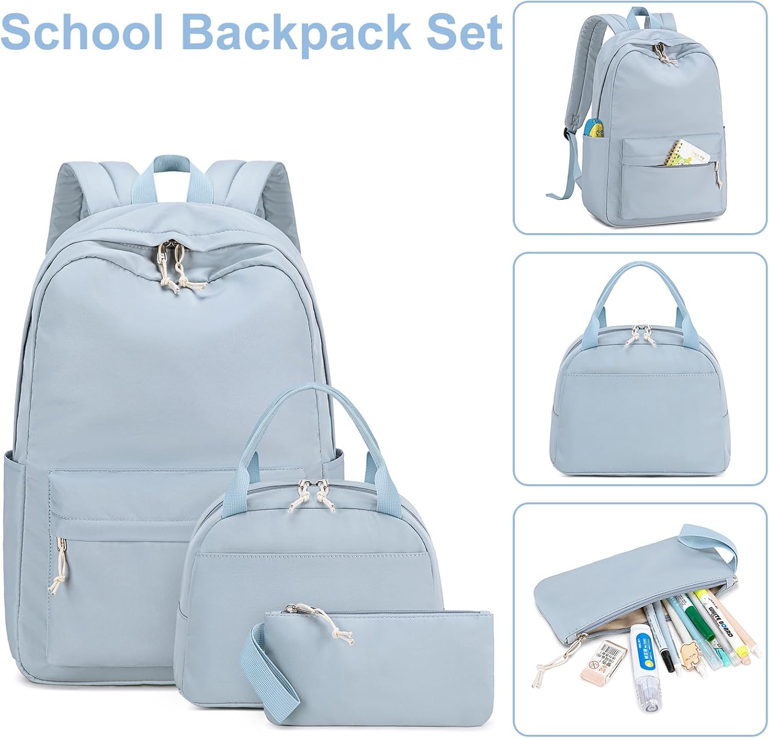 Bluboon Teens Backpack Set Girls School Backpack Lunch Box Pencil Bags Student Bookbags 3 in 1 - Image 2