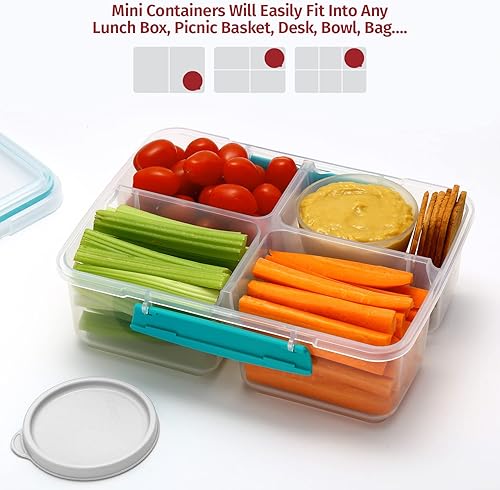 Miniatura 6 de Recipientes para condimentos con tapas, paquete de 8 unidades, 2.3 onzas. Recipiente para aderezo para ensalada para llevar, pequeños recipientes de