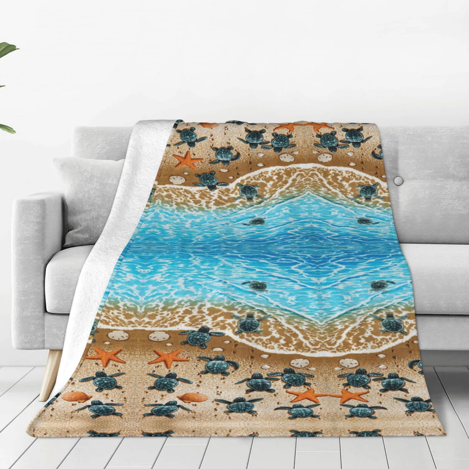 Couverture en flanelle tortue anti-frissons multi-tailles lit et camping