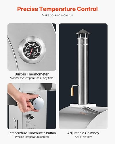 Miniatura 4 de VEVOR Horno de pizza gigante de combustible dual para exteriores, 26 pulgadas, horno de pizza artesanal grande, horno de pellets y gas propano con