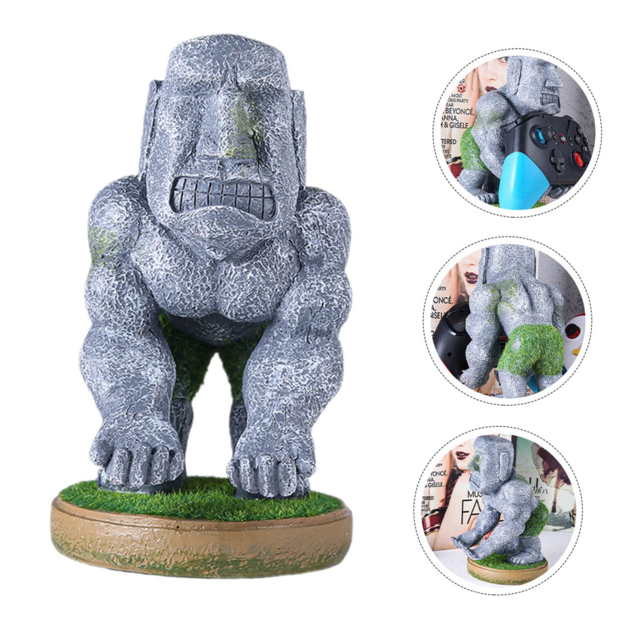 jojofuny Supporto Per Controller Di Gioco in Resina a Forma Di Statua Moai, Organizer Decorativo Da Tavolo Per Appassionati Di Gaming, Supporto Resistente e Originale Per Maniglie Di Gioco