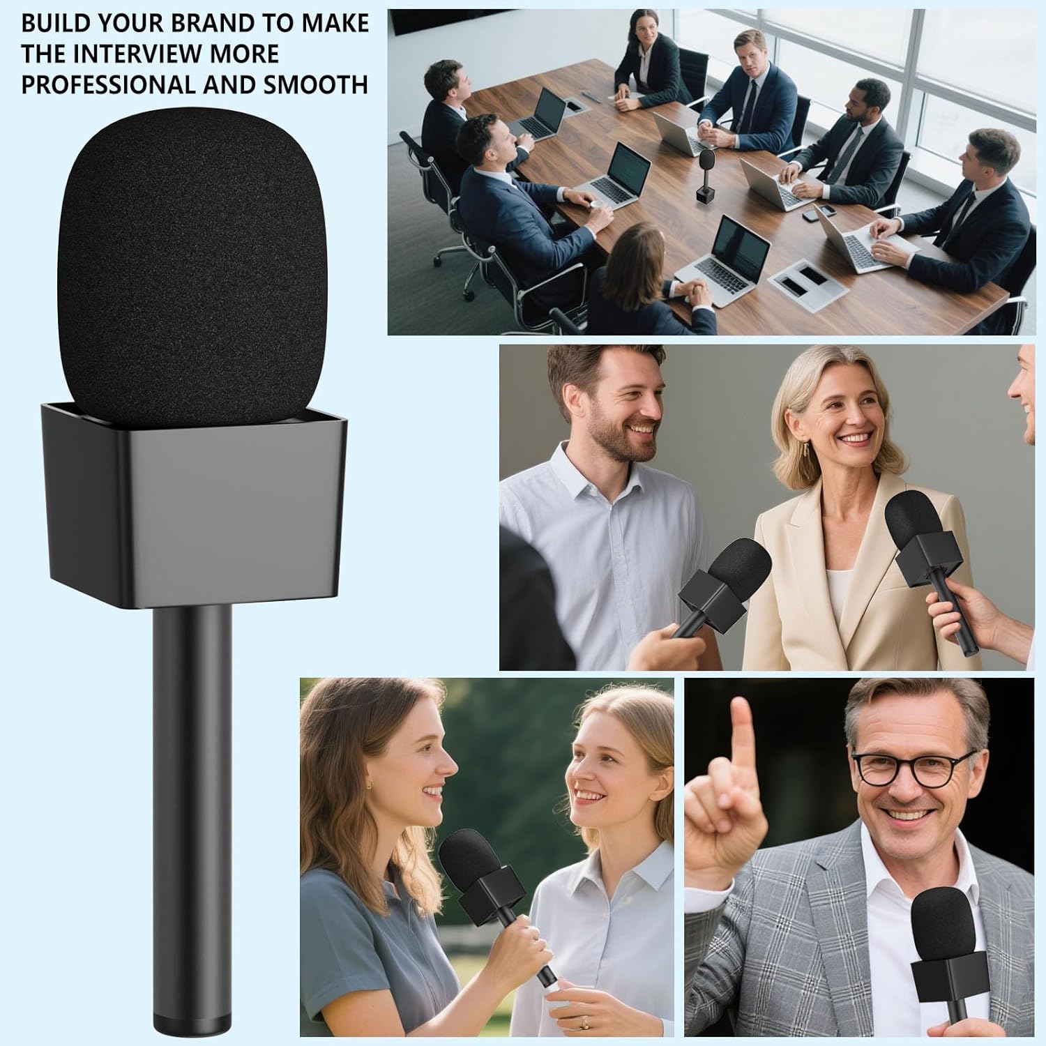 Mic Handle for DJI/DJI Mini/3, Microphone Holder for Rode Wireless GO/Hollyland Lark/Lavalier Mic, Universal Magnetic Mic Stand, Mic Holder with 3 Pop Filter for Vlogging, Interview, Podcast, Reports - Image 7