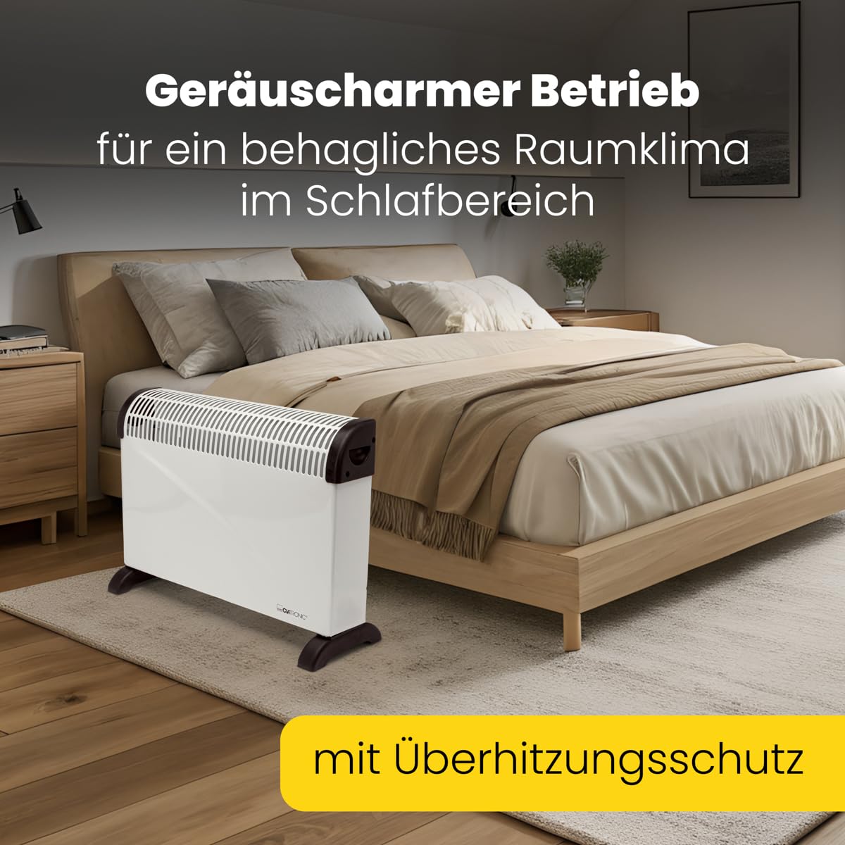 Clatronic® Chauffage par convecteur | Chaleur mobile | Chauffage électrique à 3 niveaux de chauffage | avec thermostat | jusqu'à 40m² | Convecteur avec protection contre la surchauffe | KH 3077 N
