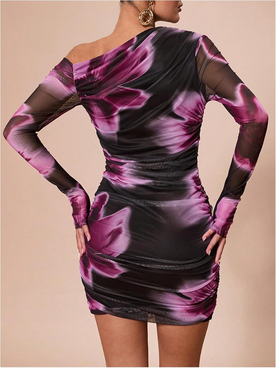 Floerns Women's Floral Elegant Dress Asymmetric One Shoulder Night Out Mini Dresses