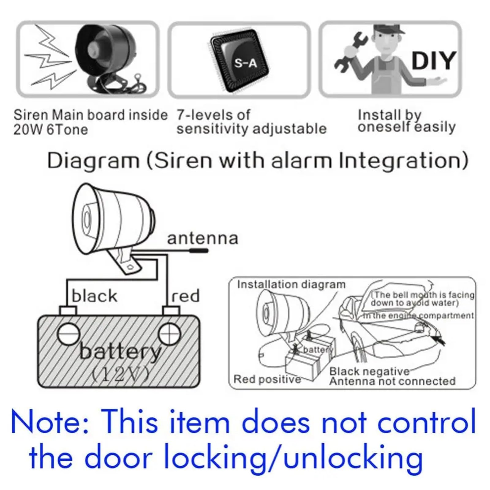 Système antivol de Voiture à Vibrations universelles, Dispositif d'alarme Automatique, Accessoire Protection sécurité Automobile Installation Facile et Large compatibilité