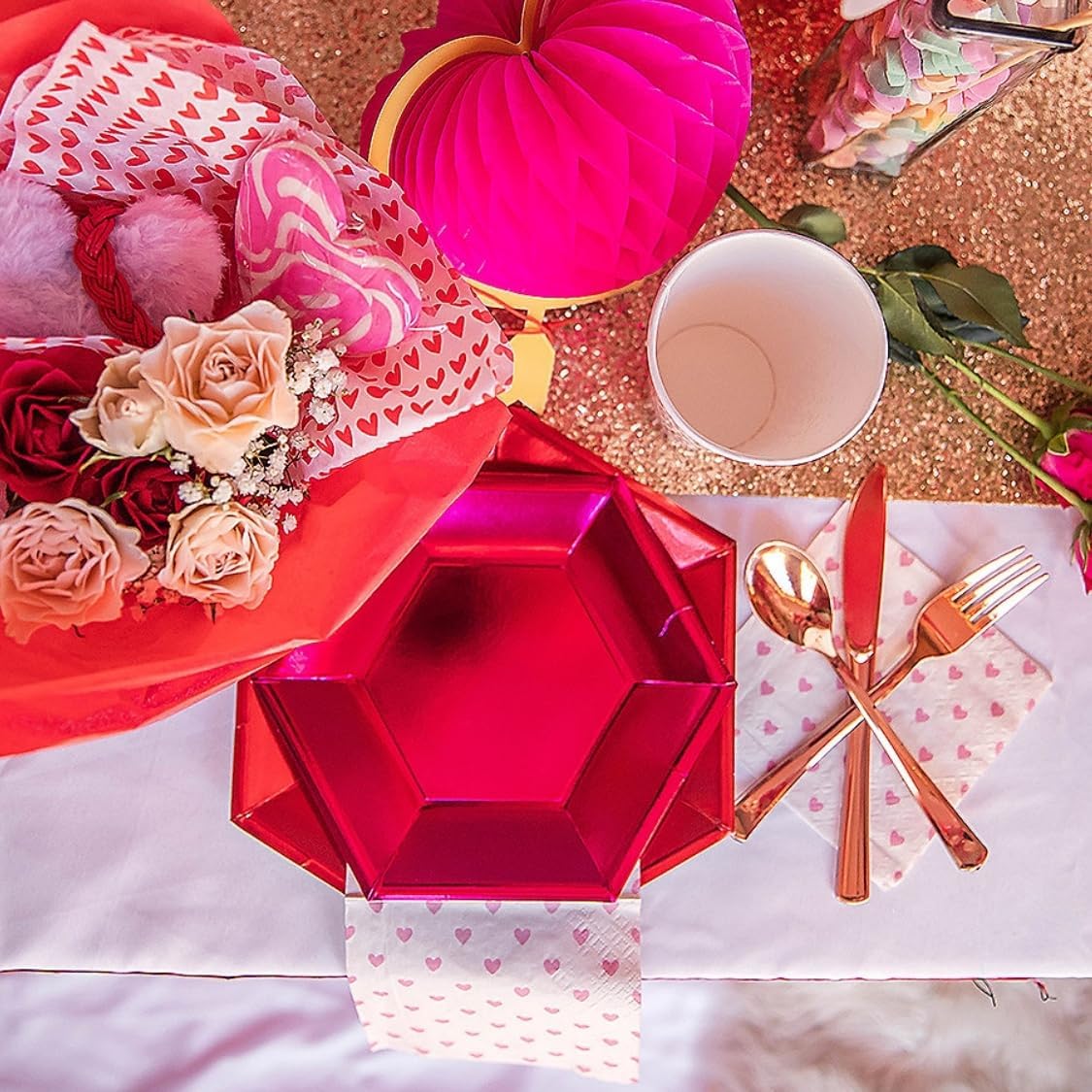 Pink Hearts Baby Shower Beverage Napkins - 16 pieces