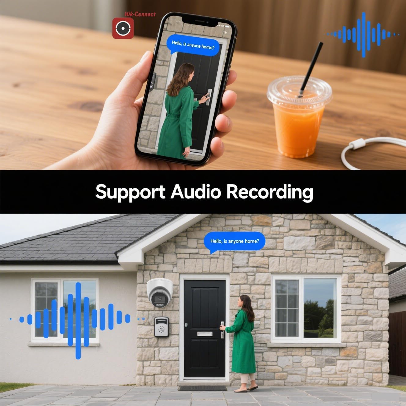 8 Channel Acusense Security Camera System with Human/Vehicle Detection EKI-K82T46H 4K, 8MP NVR 2TB with 6 x 4MP Smart Hybrid Light Turret Dome Cameras 2.8mm with Mic H.265+, Cable not Included