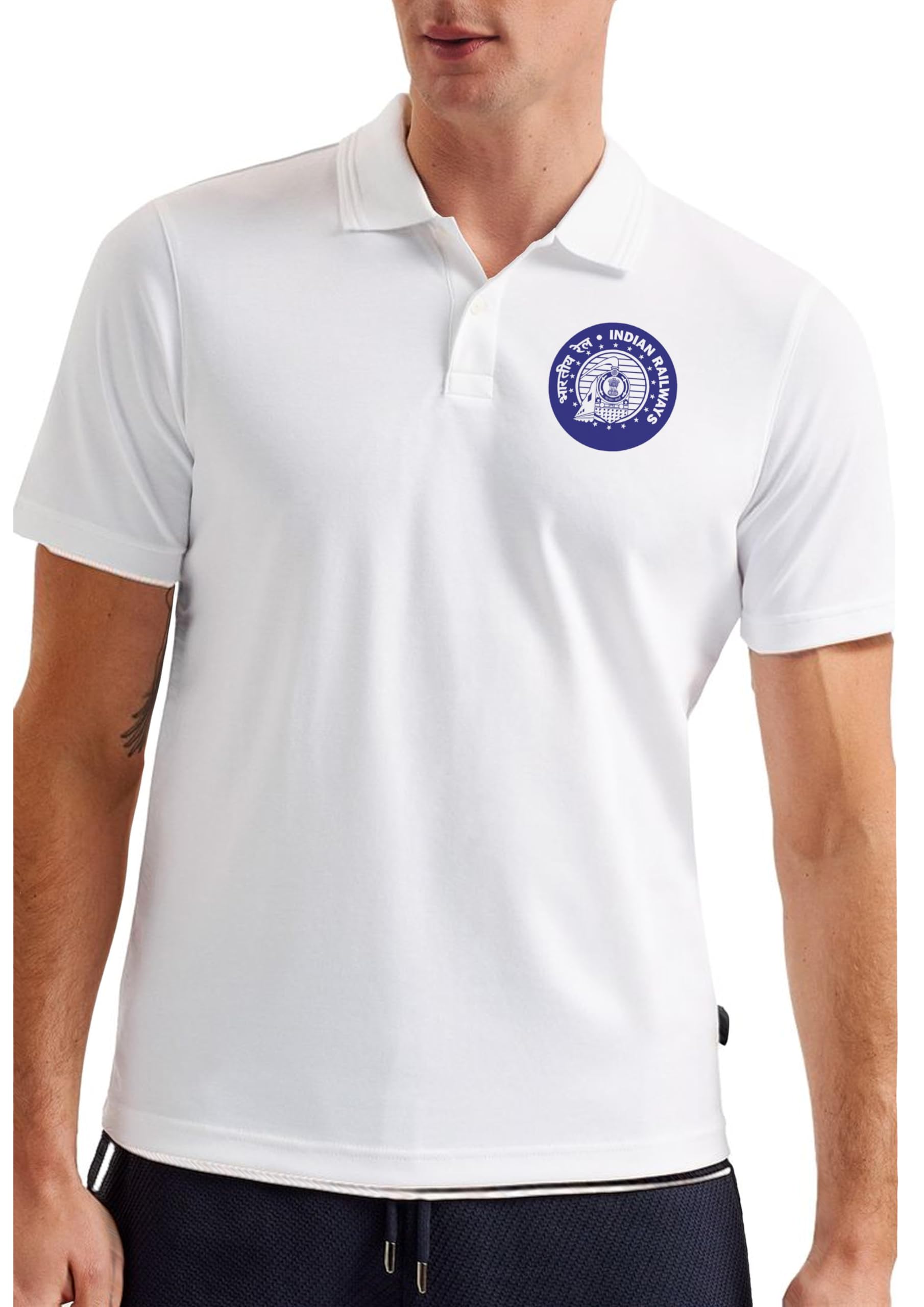 Indian Railways White Blue Polo T Shirts Back & Front Printed-picture-42