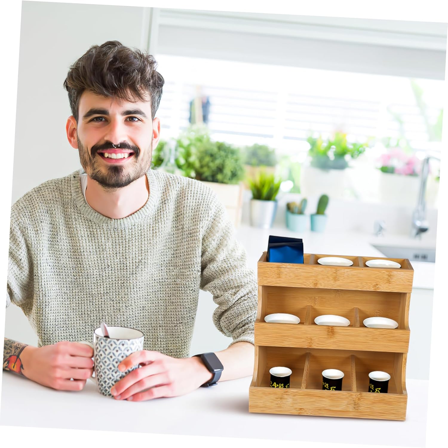 Wooden Tea Bag Organizer Multi Purpose Storage Rack for Tea Sugar Coffee Bags and Stable Holder for Home Office Kitchen Countertop Craftsmanship for Easy