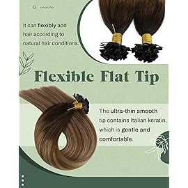 Ugeat Flat Tip Hair Extensions Dark Brown Mix Medium Brown K Tip Human Hair Extensions Blonde Balayage By Hot Fusion Ktips Low Damage Short Length 14 Inch 50S 50G