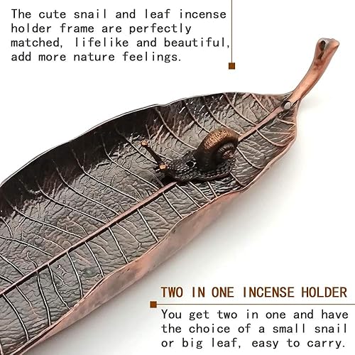 Miniatura 2 de Juego de soporte de incienso  Quemador de incienso de hojas y caracol, soportes de incienso para varillas de atrapa cenizas, material de aleación de