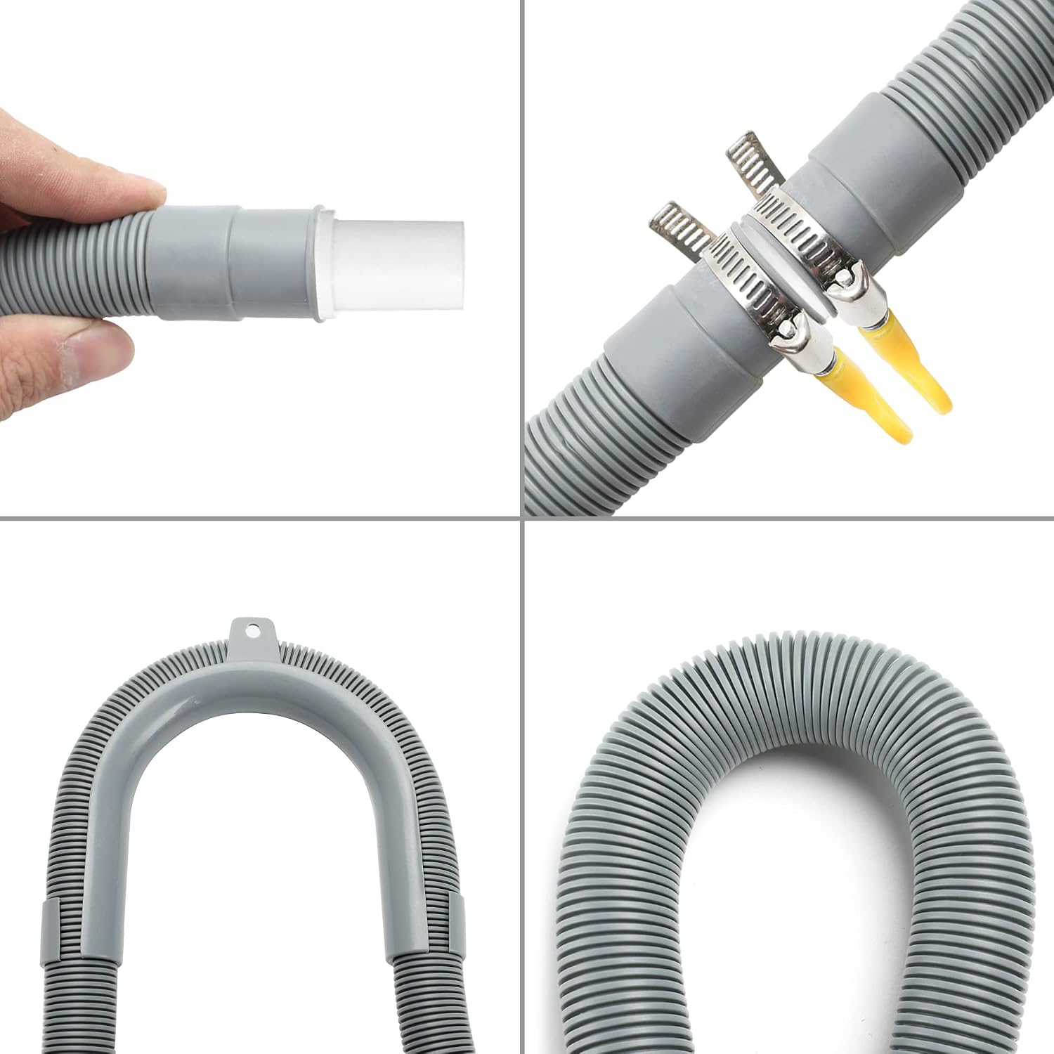 Washing Machine Drain Hose, 13 FT Universal Washer Drain Hose Extension Fits for 3/4 to 1-1/2 inch Drain Outlets with Clamps, Extension Adapter and U-Bend Hose