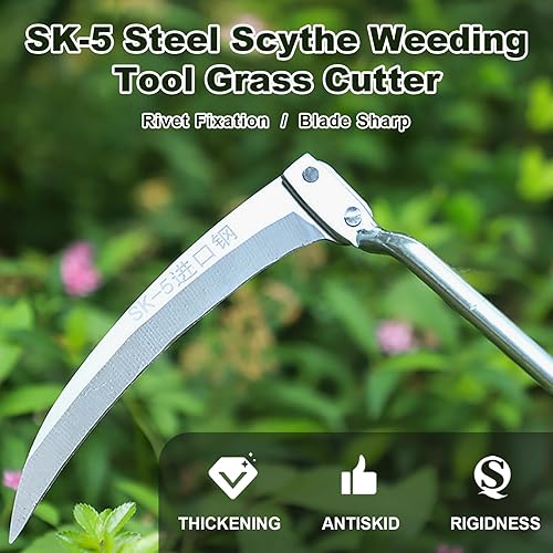 Miniatura 4 de SK-5 Herramienta de jardín de hoz de acero, cortador de hierba, extractor de malezas para jardín con borde afilado, herramientas de mano para