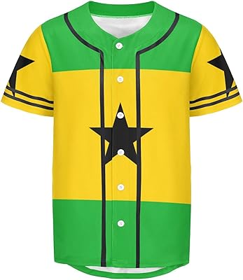 Vnurnrn Sao Tome and Principe Flag Mens Baseball Button Down Jersey Hipster Hip Hop T Shirts