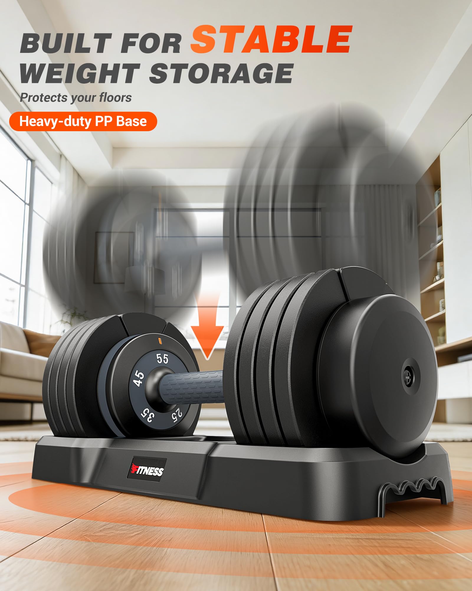 Adjustable Dumbbell Set, 25/55/80 LB Weight Set for Home Workout | 1-Sec Fast Weight Change, Non-Slip Secure Grip, Space-Saving Design with Storage Tray, Strength Training Equipment