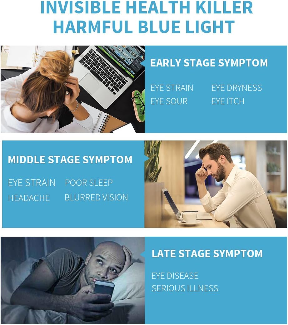 Exсluѕіvе Sресіаl Vseegrs Blue Light Blocking Glasses Anti Eyestrain/Prevent Eye Dryness - Blue Light Shield Computer&Phone Reading/Gaming Glasses- Essential Computer Glasses (Transparent, Lens Width 42mm)
