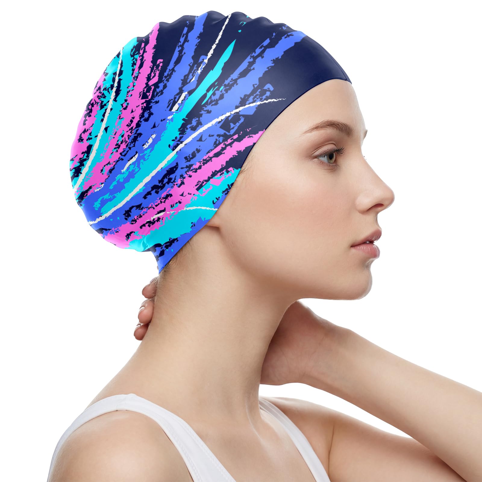 Silicone Swim Cap for Women with Long Hair - Waterproof & Keeps Hair Dry