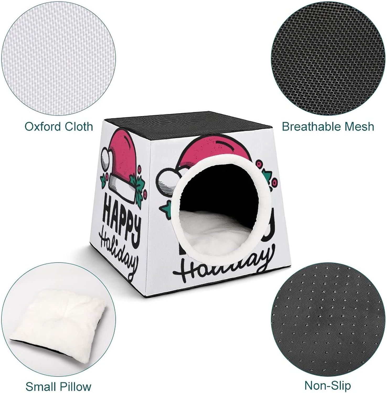 review Printed Cat Houses & Condos Lovely Foldable Cat Cube Cat Bed Sofa with Removable Pillow Merry Christmas Holiday