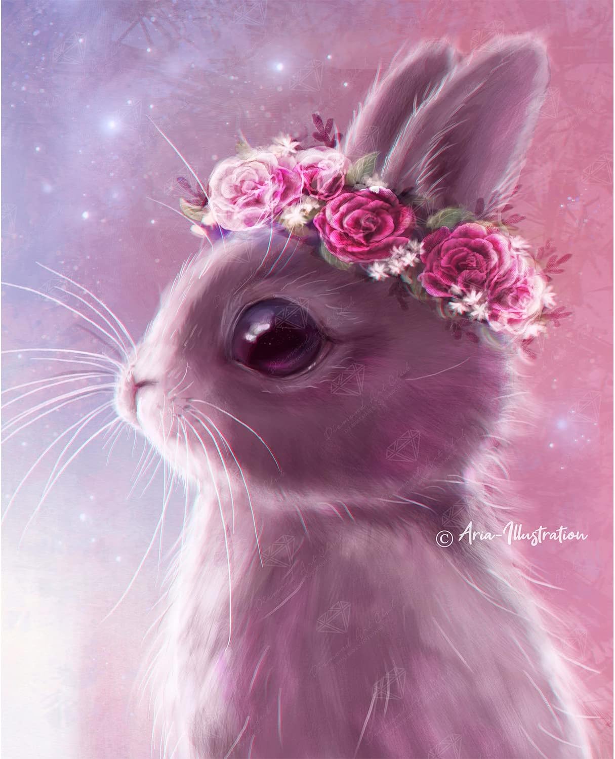 DIAMOND ART CLUB Fairy Bunny Diamond Painting Kit, Fun DIY Crafts for Adults, Round Diamond Art Canvas, 13" x 16" (32.8 cm x 40.6 cm)