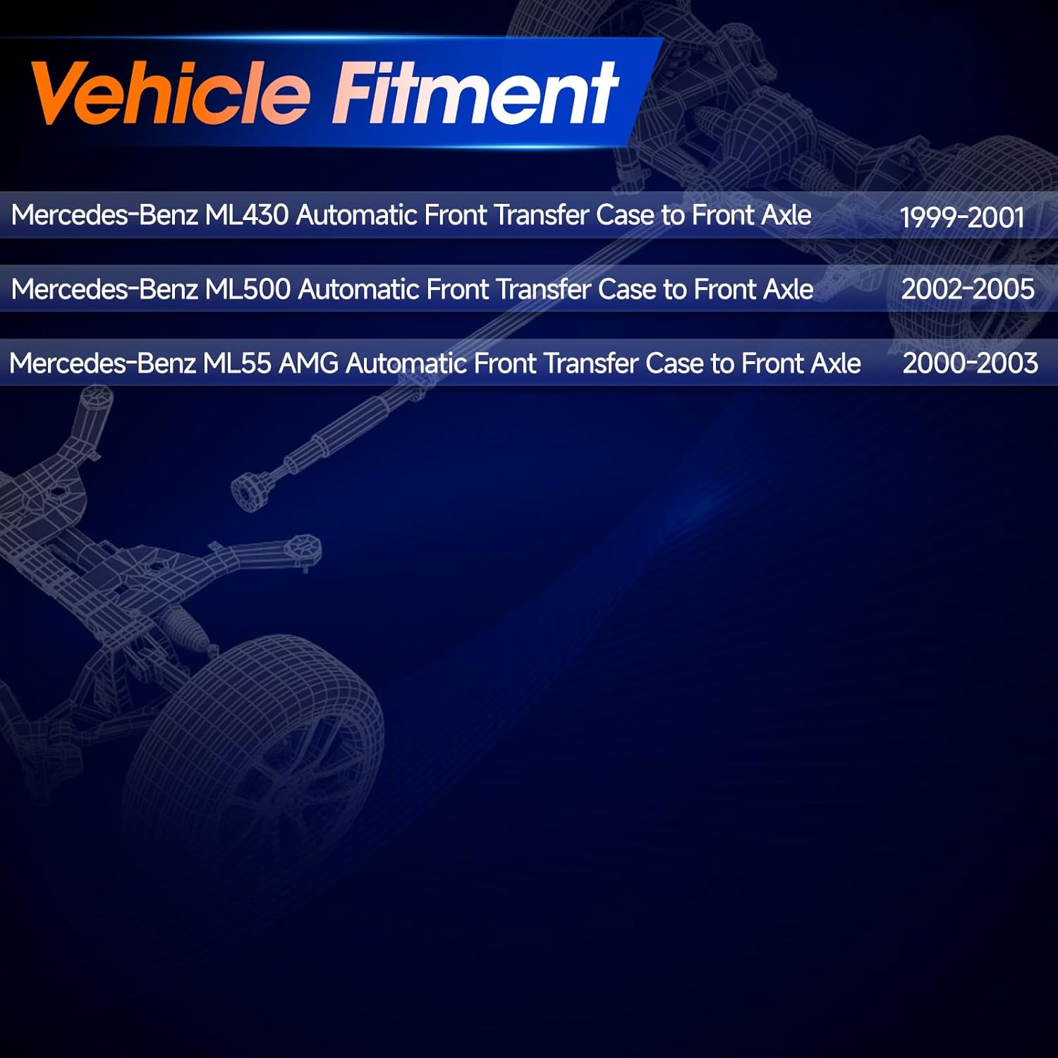 Front Drive Shaft Prop Shaft Driveshaft Assembly Fit for Mercedes-Benz ML430 1999-2001| ML500 2002-2005| ML55 AMG 2000-2003, Automatic Transmission, OE 936-324, 1634100301