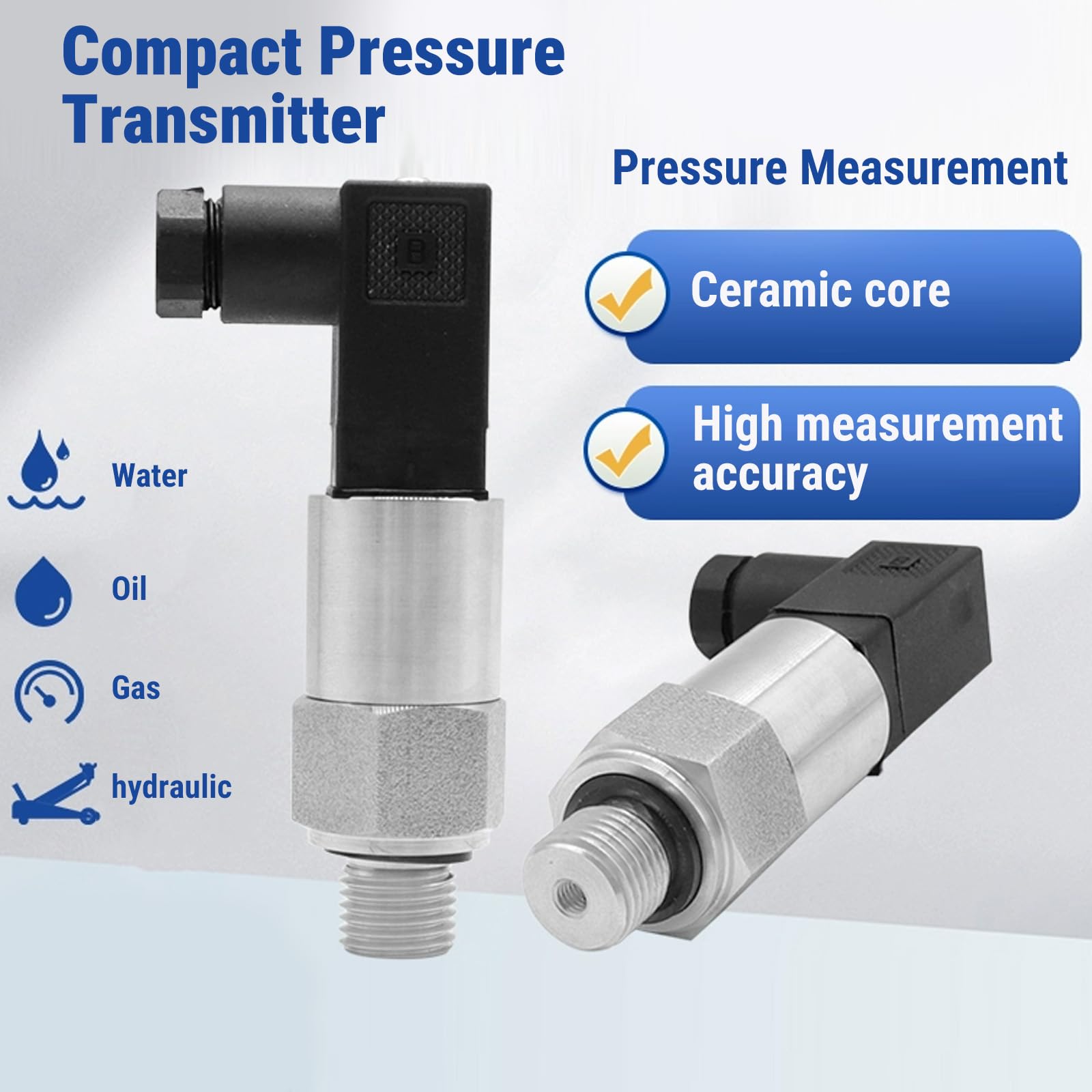 Drucktransmitter Drucksensor, 4-20mA Ausgang G1/4" Edelstahl Stromtyp Drucksensor Silikon Drucktransmitter für Wasser, Öl, Gas, Luft Tankdrucküberwachung(0-1.6MPA)
